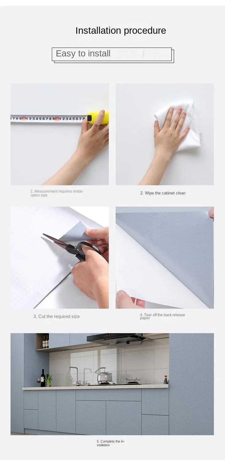 Kitchen Cabinet Oil-proof PVC Thickened Self-adhesive Wallpaper Waterproof Contact Paper Desktop Door Furniture Wall Stickers