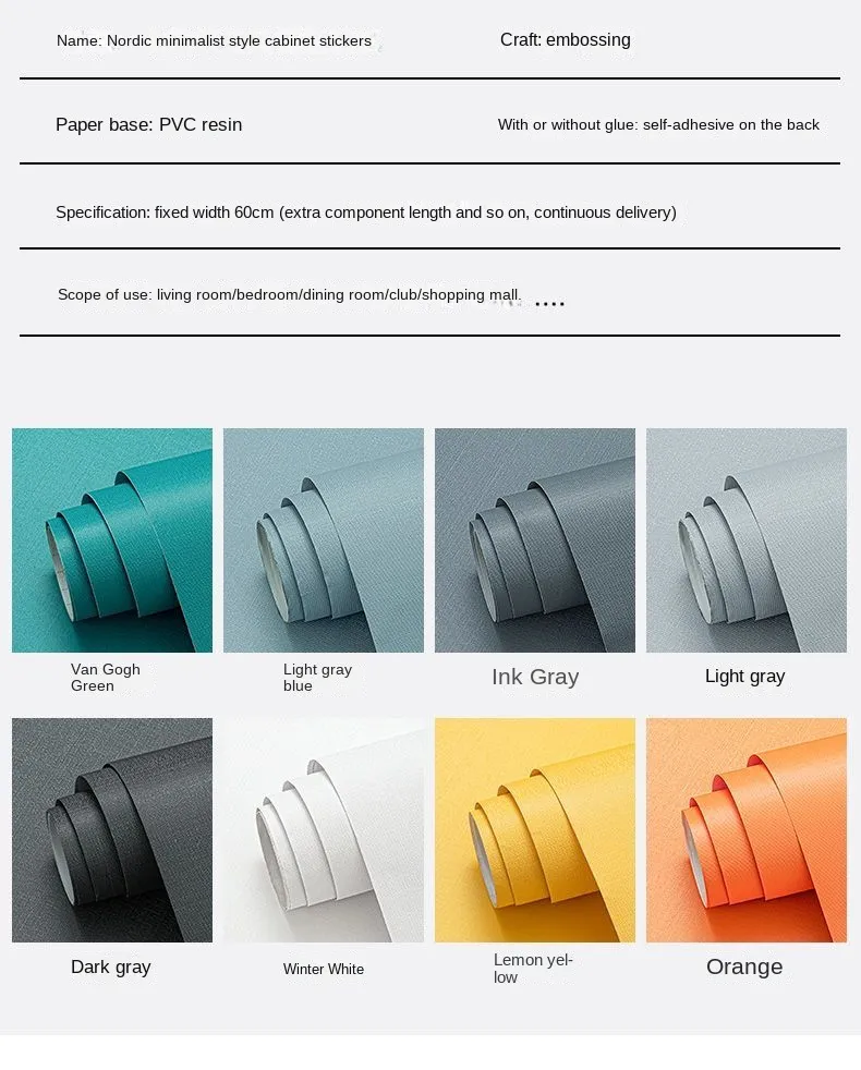 Kitchen Cabinet Oil-proof PVC Thickened Self-adhesive Wallpaper Waterproof Contact Paper Desktop Door Furniture Wall Stickers