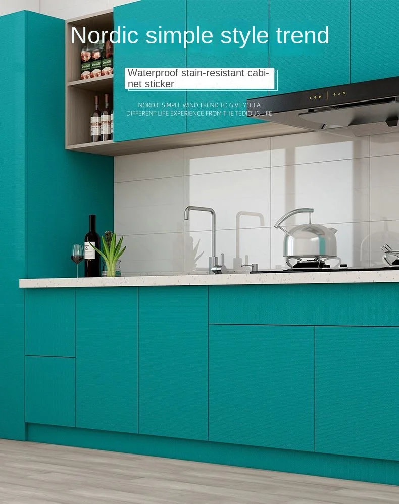 Kitchen Cabinet Oil-proof PVC Thickened Self-adhesive Wallpaper Waterproof Contact Paper Desktop Door Furniture Wall Stickers