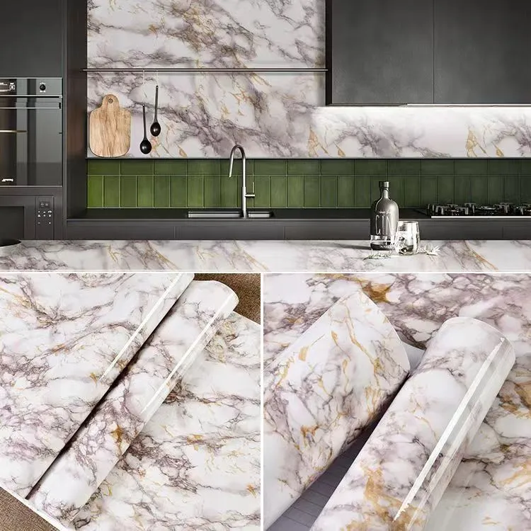6M Vinyl Oil Proof Marble Wallpaper for Kitchen Countertop Cabinet Shelf PVC Self-Adhesive Waterproof Contact Paper for Bathroom