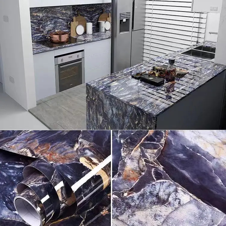 6M Vinyl Oil Proof Marble Wallpaper for Kitchen Countertop Cabinet Shelf PVC Self-Adhesive Waterproof Contact Paper for Bathroom