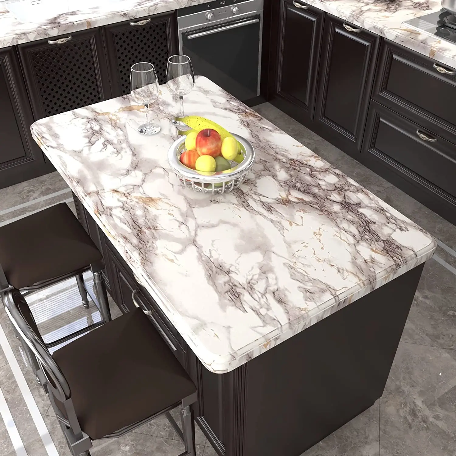 6M Vinyl Oil Proof Marble Wallpaper for Kitchen Countertop Cabinet Shelf PVC Self-Adhesive Waterproof Contact Paper for Bathroom