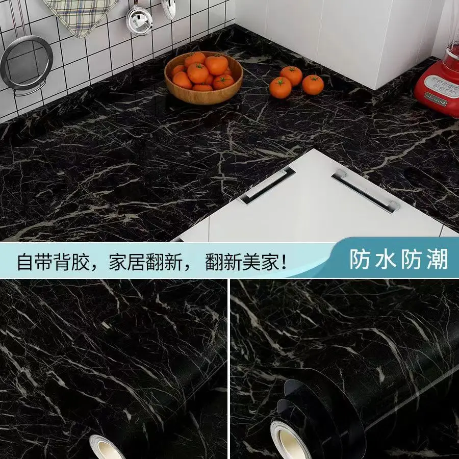 6M Vinyl Oil Proof Marble Wallpaper for Kitchen Countertop Cabinet Shelf PVC Self-Adhesive Waterproof Contact Paper for Bathroom