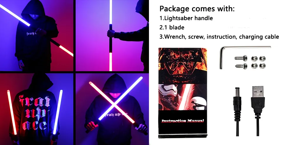 RGB Metal Lightsaber Laser Sword Sabre De Luz FOC Rave Weapon Dueling Flashing Toy 7 Color Changing Kpop Lightstick
