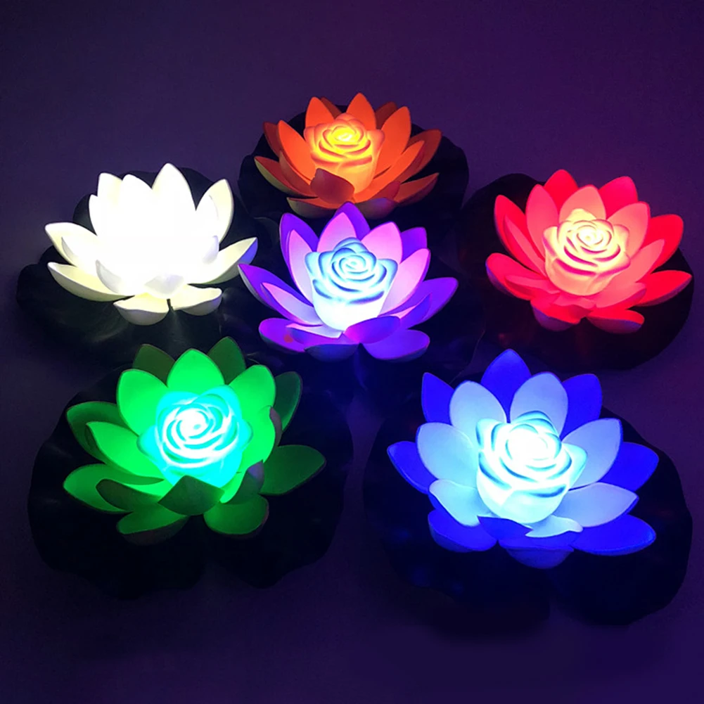 LED Waterproof Floating Lotus Light Lily Flower Night Lamp Artificial Flower Lamp Outdoor Garden Lighting Landscape Decoration