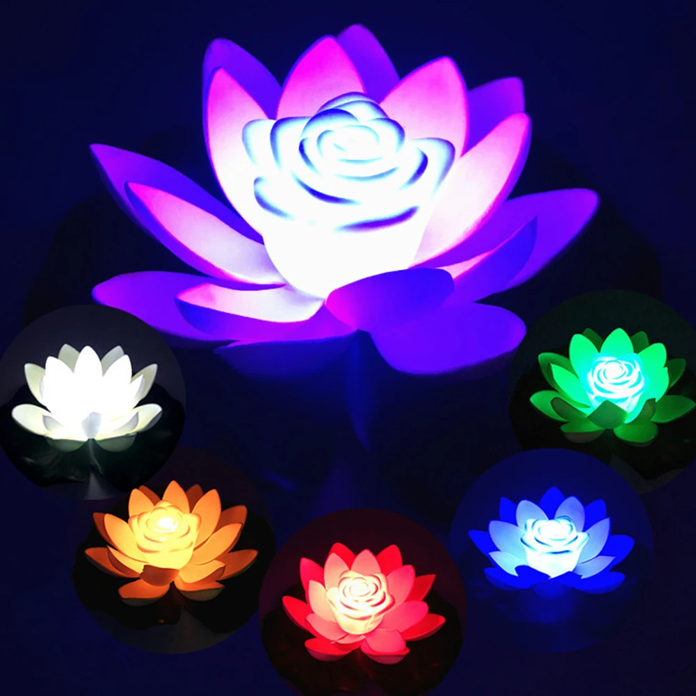 LED Waterproof Floating Lotus Light Lily Flower Night Lamp Artificial Flower Lamp Outdoor Garden Lighting Landscape Decoration