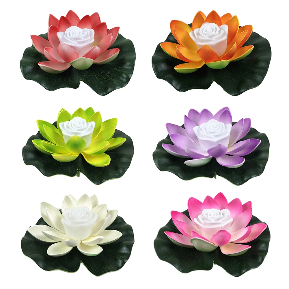 LED Waterproof Floating Lotus Light Lily Flower Night Lamp Artificial Flower Lamp Outdoor Garden Lighting Landscape Decoration