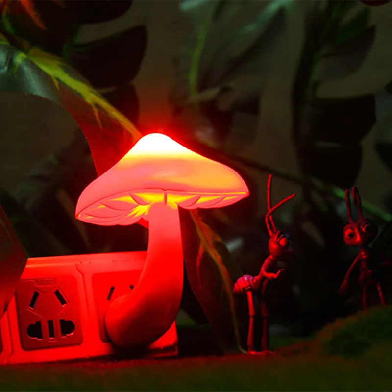 LED Night light Mushroom Wall lamp Socket Type Eu, Us Plug 220V light Sensor Bedroom, Home Decor, lovely Atmosphere lighting