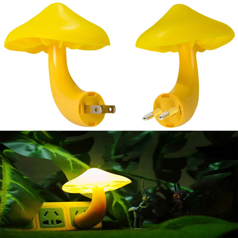 LED Night light Mushroom Wall lamp Socket Type Eu, Us Plug 220V light Sensor Bedroom, Home Decor, lovely Atmosphere lighting