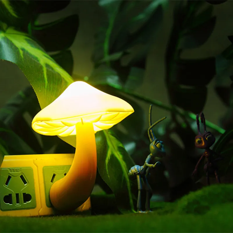 LED Night light Mushroom Wall lamp Socket Type Eu, Us Plug 220V light Sensor Bedroom, Home Decor, lovely Atmosphere lighting