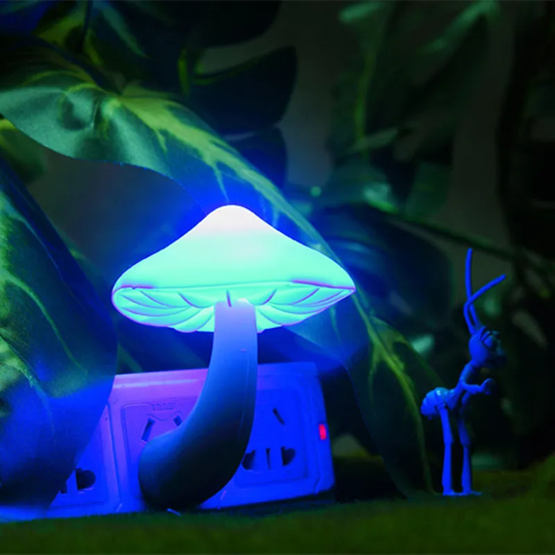 LED Night light Mushroom Wall lamp Socket Type Eu, Us Plug 220V light Sensor Bedroom, Home Decor, lovely Atmosphere lighting