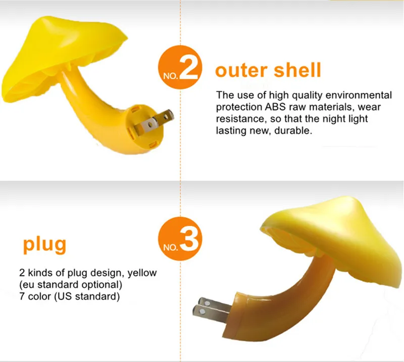 LED Night light Mushroom Wall lamp Socket Type Eu, Us Plug 220V light Sensor Bedroom, Home Decor, lovely Atmosphere lighting