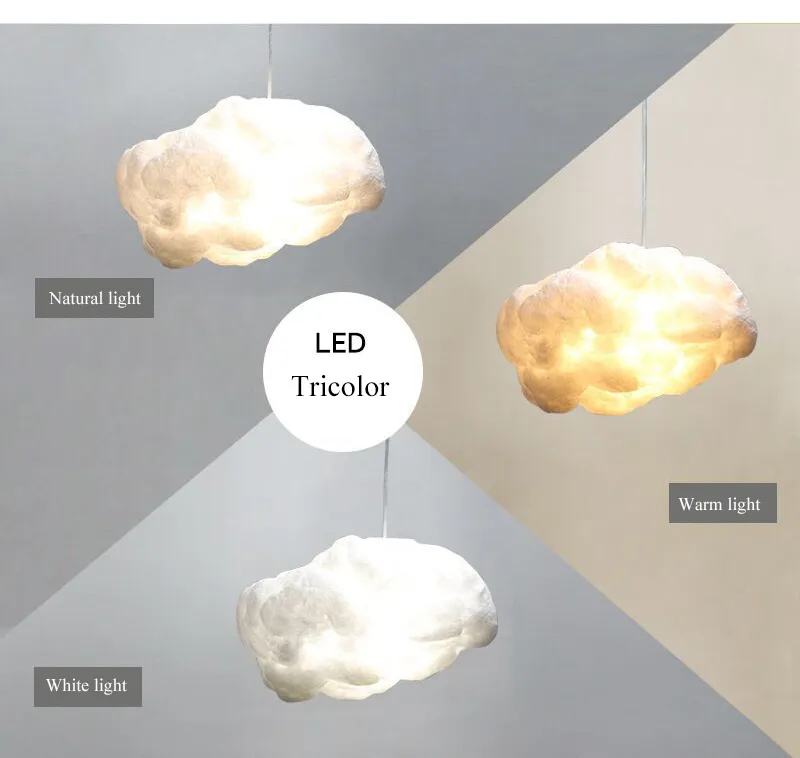 New Design Multiple Styles Simulation Cloud Pendant Lamp Living Restaurant Kids Room Silk Cotton Led Indoor House Decor Lighting