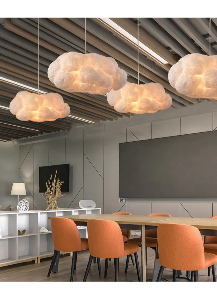 New Design Multiple Styles Simulation Cloud Pendant Lamp Living Restaurant Kids Room Silk Cotton Led Indoor House Decor Lighting