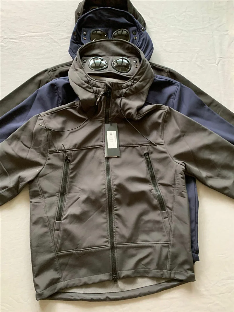 Winter Windbreaker Jackets Men Cotton Fleece Warm Zipper Glasses CP Jackets Autumn Casual Loose Hooded Outdoor Coat Chaquetas