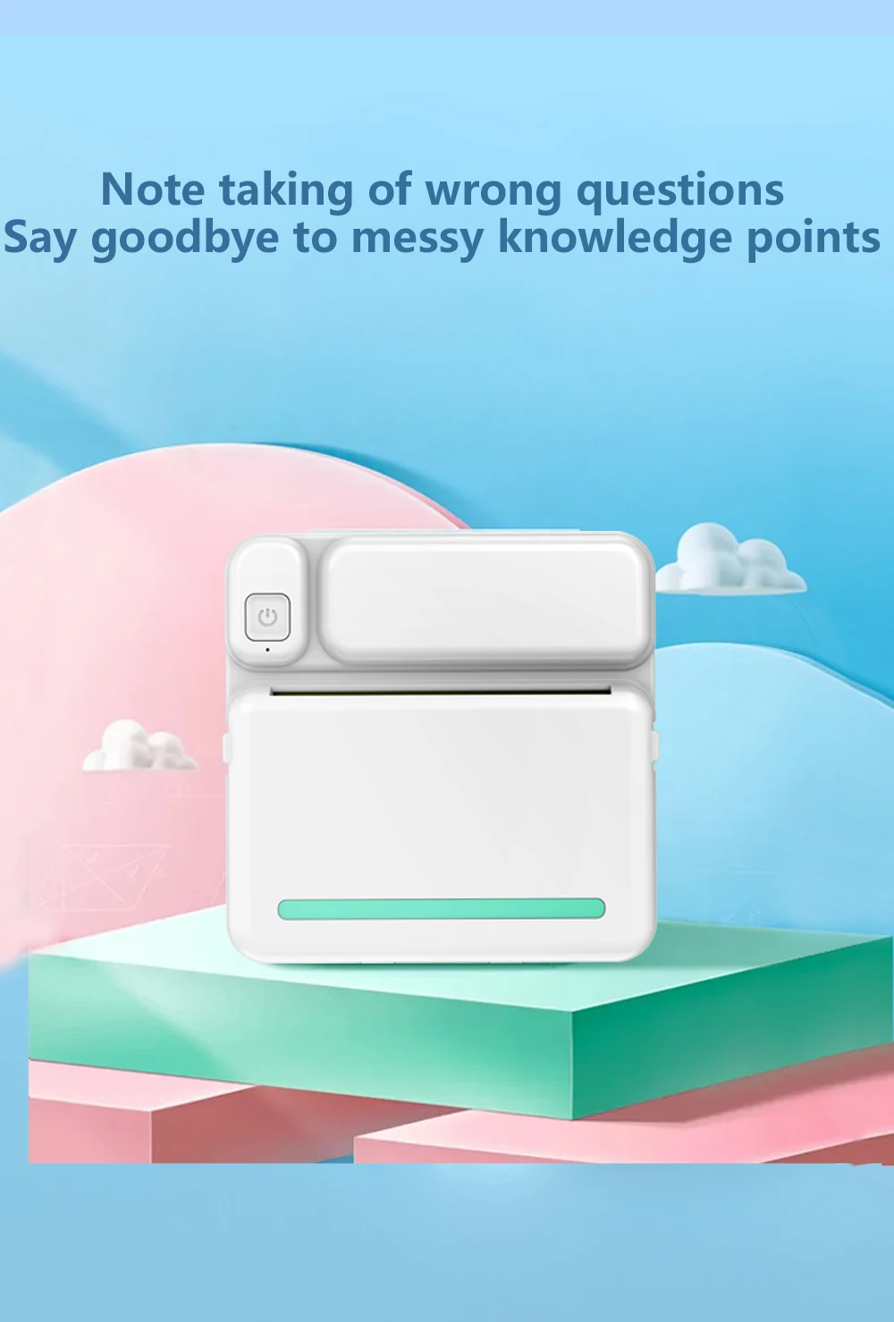 Portable Mini Bluetooth Wrong Printer Mobile Phone Photo Title Note Print Pocket Student Error Label Printer for Children's Gift