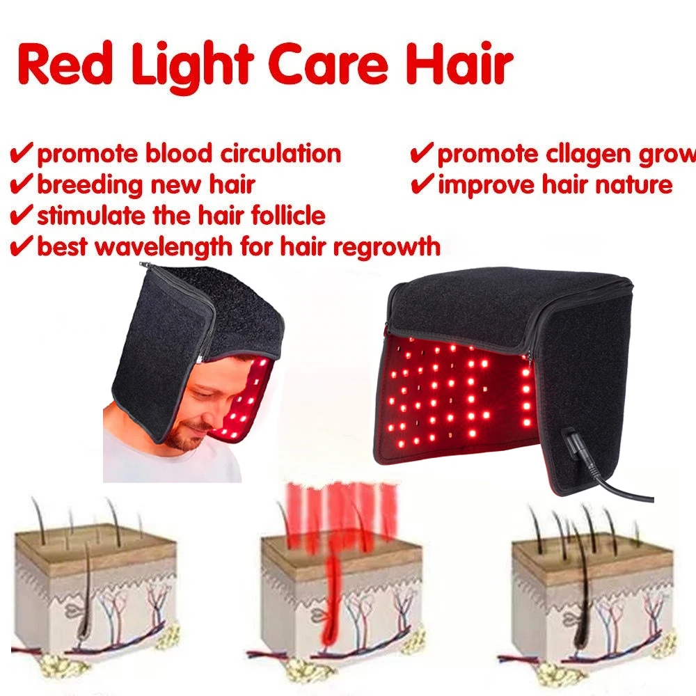 LED Red Light Therapy Hat For Hair Growth Red & Infrared Light Hair Growth Cap For Hair Loss Promote Hair Fast Regrow Care Cap
