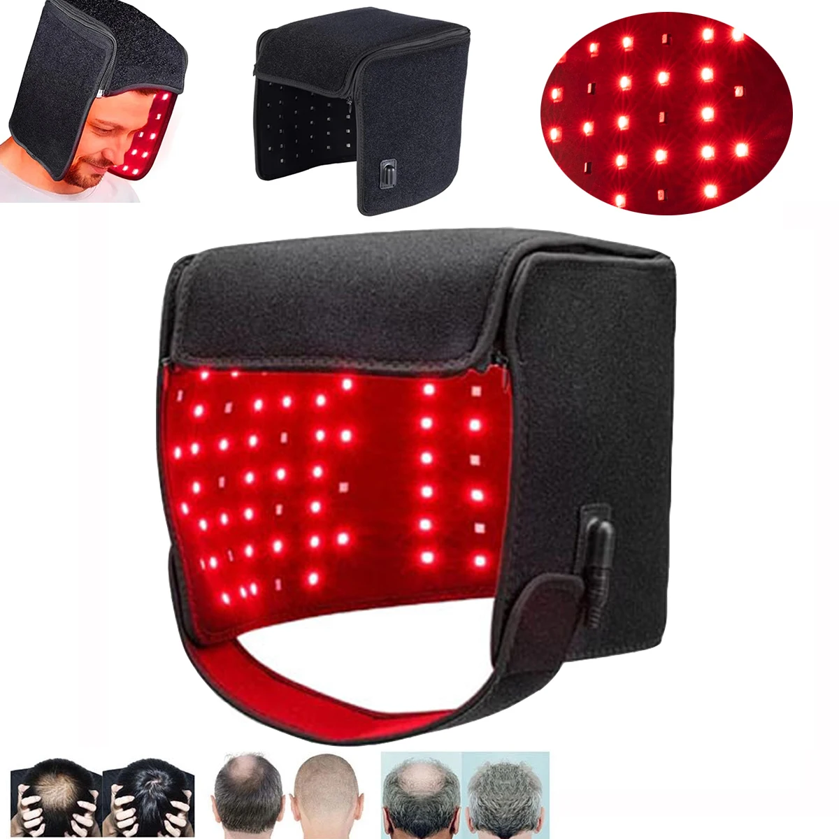 LED Red Light Therapy Hat For Hair Growth Red & Infrared Light Hair Growth Cap For Hair Loss Promote Hair Fast Regrow Care Cap