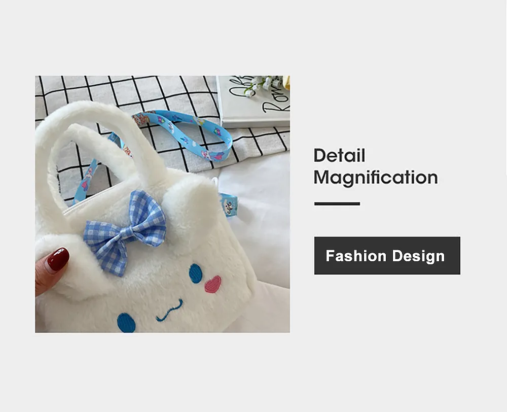 Sanrio Plush Bag Kawaii Kuromi Cinnamoroll Melody Cartoon Anime Handbag Crossbody Cosmetic Travel Storage Bags Women Girls Gifts