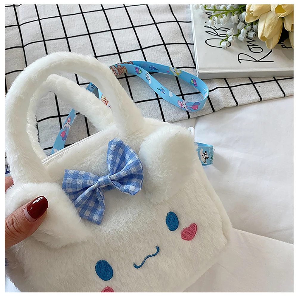 Sanrio Plush Bag Kawaii Kuromi Cinnamoroll Melody Cartoon Anime Handbag Crossbody Cosmetic Travel Storage Bags Women Girls Gifts