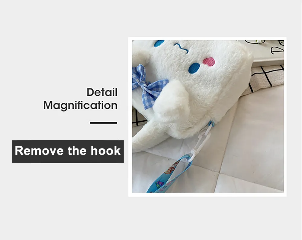 Sanrio Plush Bag Kawaii Kuromi Cinnamoroll Melody Cartoon Anime Handbag Crossbody Cosmetic Travel Storage Bags Women Girls Gifts