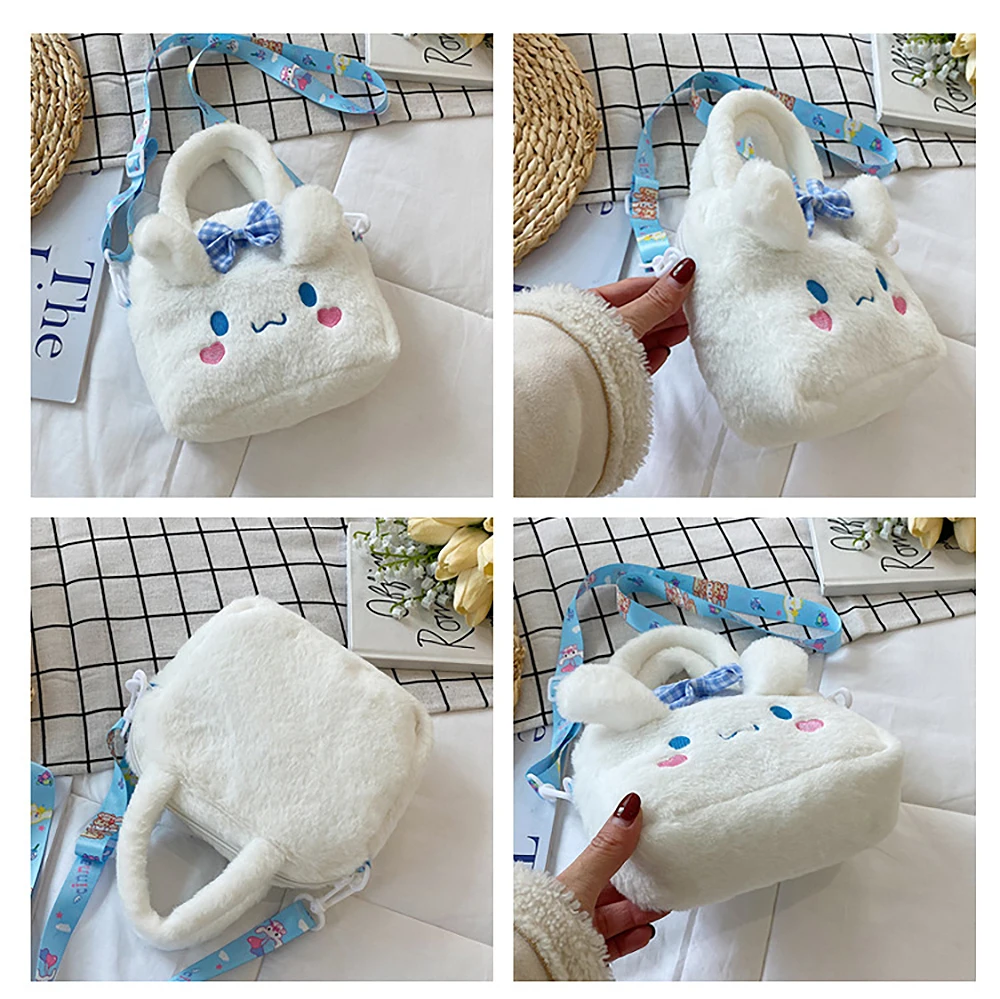 Sanrio Plush Bag Kawaii Kuromi Cinnamoroll Melody Cartoon Anime Handbag Crossbody Cosmetic Travel Storage Bags Women Girls Gifts