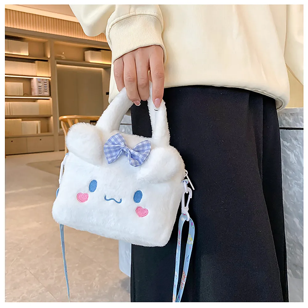 Sanrio Plush Bag Kawaii Kuromi Cinnamoroll Melody Cartoon Anime Handbag Crossbody Cosmetic Travel Storage Bags Women Girls Gifts