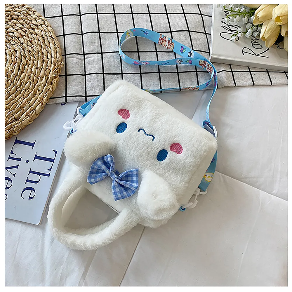 Sanrio Plush Bag Kawaii Kuromi Cinnamoroll Melody Cartoon Anime Handbag Crossbody Cosmetic Travel Storage Bags Women Girls Gifts