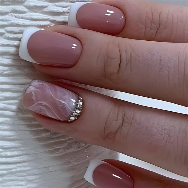 24pcs/Box Nails Fake Press On Accessories Art Reusable Adhesive False Supplies Charms Products Stylist Decorated False Nails
