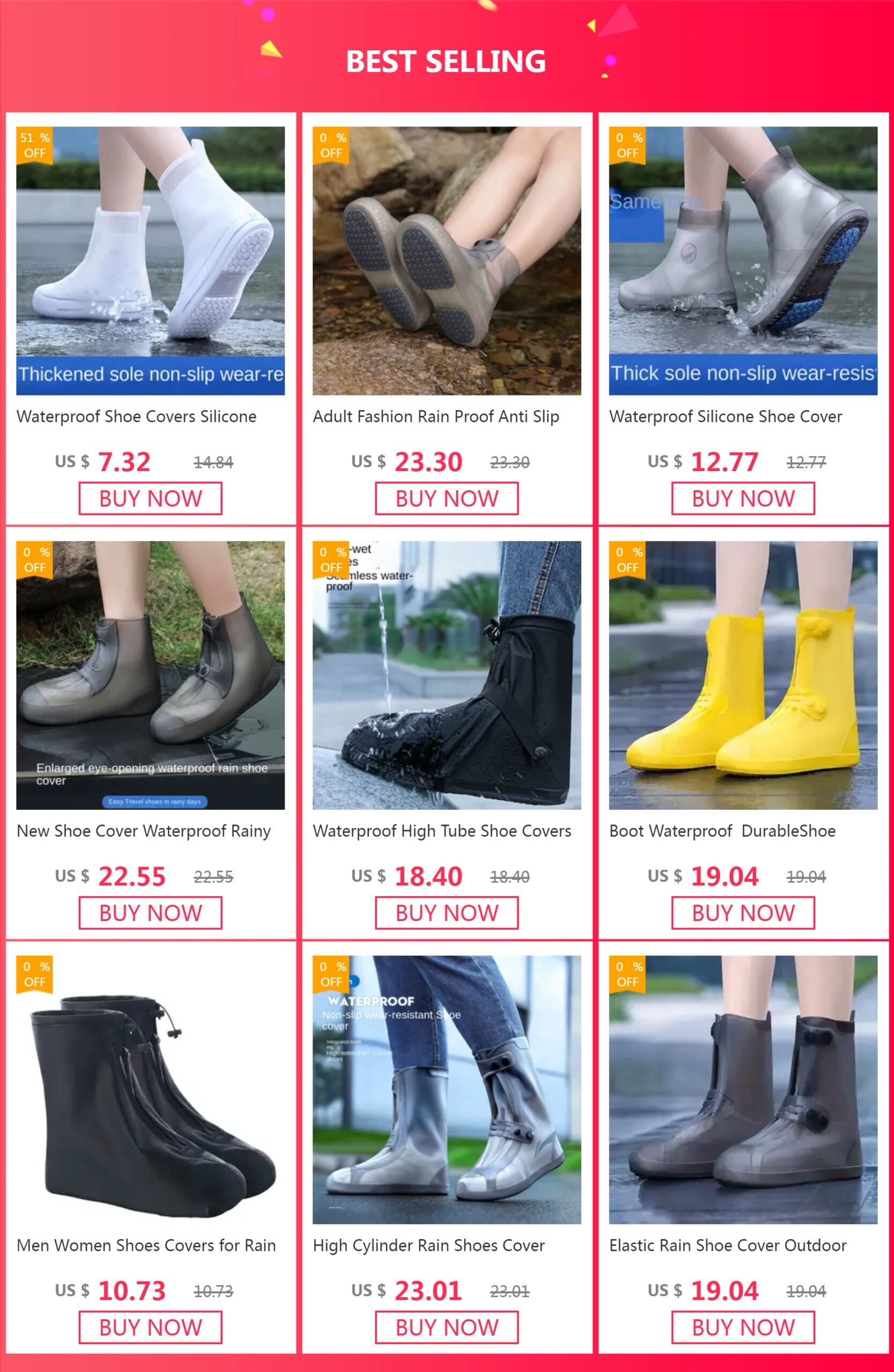 1 Pair Waterproof Non-slip Silicone Shoe High Elastic Wear-resistant Unisex Rain Boots for Outdoor Rainy Day Reusable Shoe Cover