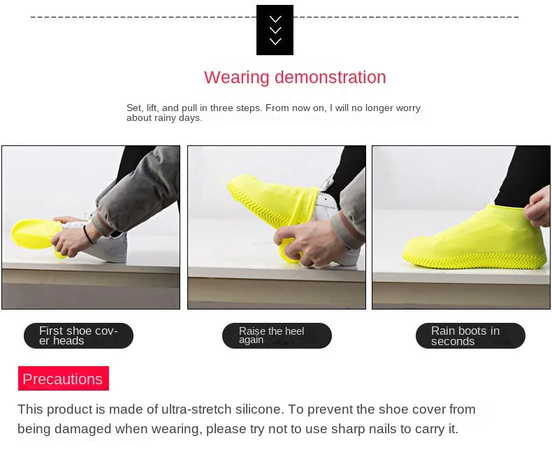1 Pair Waterproof Non-slip Silicone Shoe High Elastic Wear-resistant Unisex Rain Boots for Outdoor Rainy Day Reusable Shoe Cover 1 Pair Waterproof Non-slip Silicone Shoe High Elastic Wear-resistant Unisex Rain Boots for Outdoor Rainy Day Reusable Shoe Cover