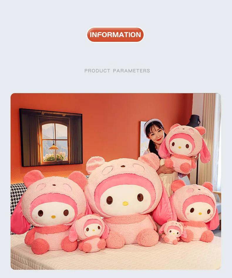 Oversized Sanrio My Melody Transform Into A Panda Throw Pillow Plush Stuffed Kawaii Doll Plush Toy Kuromi Hello Kitty Plush Gift