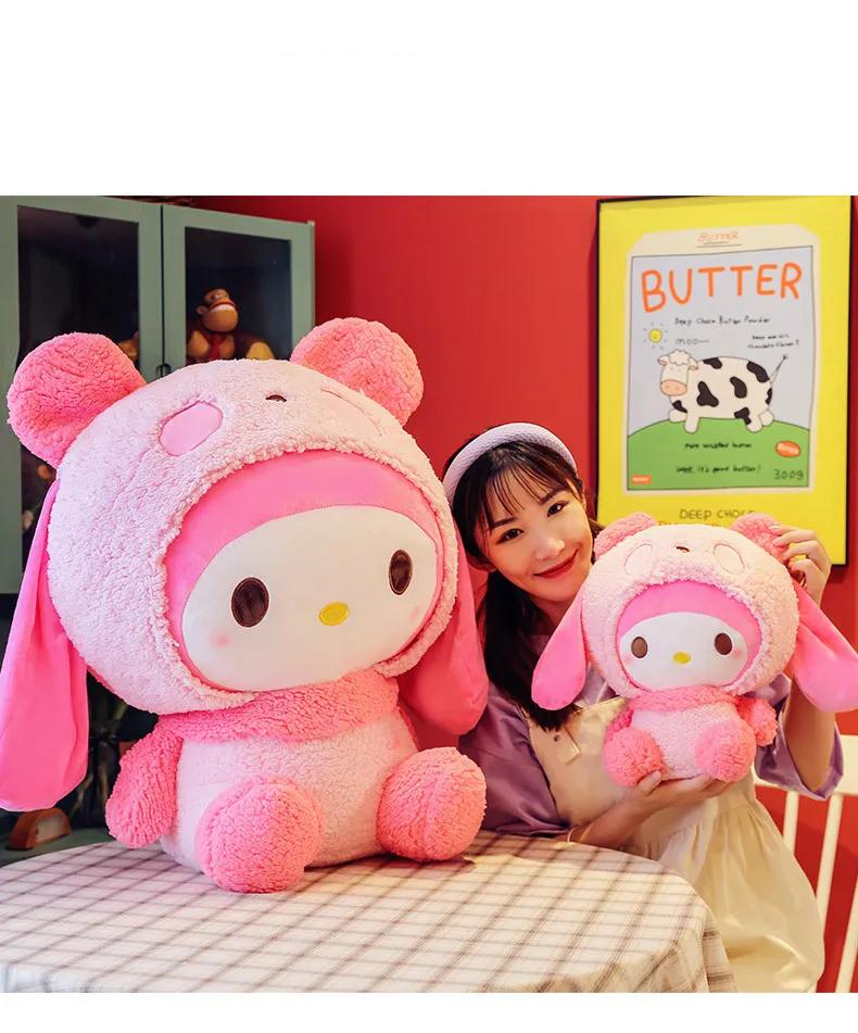 Oversized Sanrio My Melody Transform Into A Panda Throw Pillow Plush Stuffed Kawaii Doll Plush Toy Kuromi Hello Kitty Plush Gift