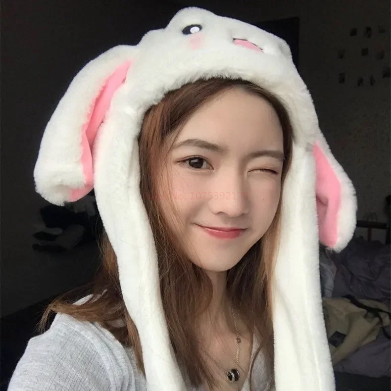 Kawaii Sanrio Hat Cinnamoroll Accessories Cute Plush Keep Warm Bunny Hat Ears Up Plush Toy Girl Winter Cap Xmas Festival Gifts