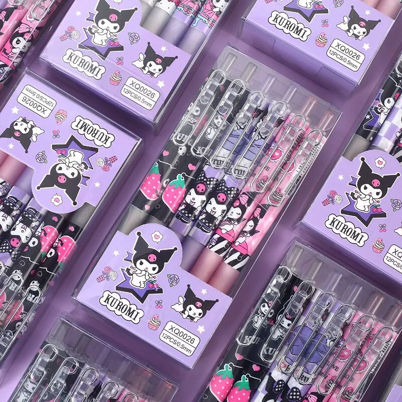 Sanrio 12pcs Cartoon Gel Pen Kawaii Hello Kitty Kuromi Cinnamoroll Stationery 0.5 Black With Metal Hook Office Write Cute Pens Sanrio 12pcs Cartoon Gel Pen Kawaii Hello Kitty Kuromi Cinnamoroll Stationery 0.5 Black With Metal Hook Office Write Cute Pens