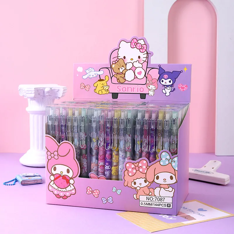 Sanrio 12pcs Cartoon Gel Pen Kawaii Hello Kitty Kuromi Cinnamoroll Stationery 0.5 Black With Metal Hook Office Write Cute Pens Sanrio 12pcs Cartoon Gel Pen Kawaii Hello Kitty Kuromi Cinnamoroll Stationery 0.5 Black With Metal Hook Office Write Cute Pens