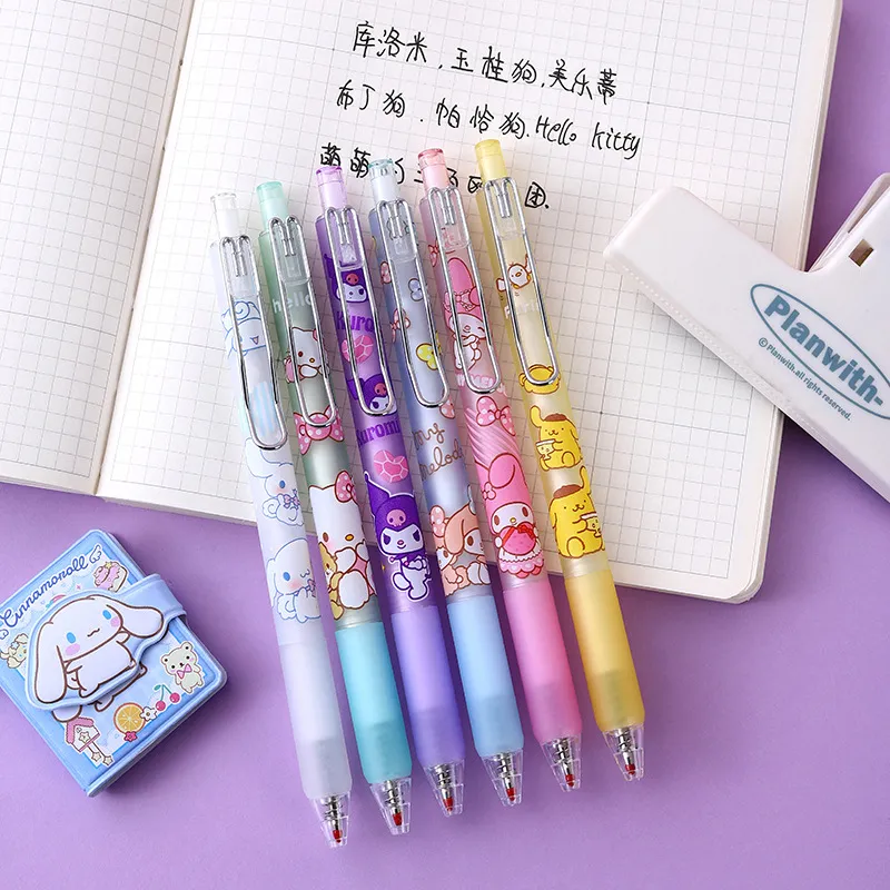 Sanrio 12pcs Cartoon Gel Pen Kawaii Hello Kitty Kuromi Cinnamoroll Stationery 0.5 Black With Metal Hook Office Write Cute Pens Sanrio 12pcs Cartoon Gel Pen Kawaii Hello Kitty Kuromi Cinnamoroll Stationery 0.5 Black With Metal Hook Office Write Cute Pens