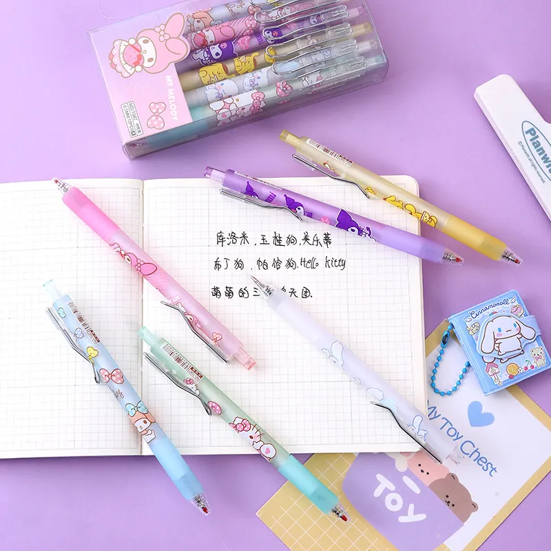 Sanrio 12pcs Cartoon Gel Pen Kawaii Hello Kitty Kuromi Cinnamoroll Stationery 0.5 Black With Metal Hook Office Write Cute Pens Sanrio 12pcs Cartoon Gel Pen Kawaii Hello Kitty Kuromi Cinnamoroll Stationery 0.5 Black With Metal Hook Office Write Cute Pens