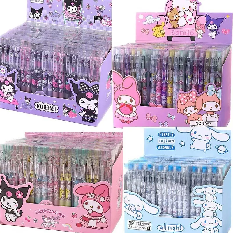 Sanrio 12pcs Cartoon Gel Pen Kawaii Hello Kitty Kuromi Cinnamoroll Stationery 0.5 Black With Metal Hook Office Write Cute Pens Sanrio 12pcs Cartoon Gel Pen Kawaii Hello Kitty Kuromi Cinnamoroll Stationery 0.5 Black With Metal Hook Office Write Cute Pens