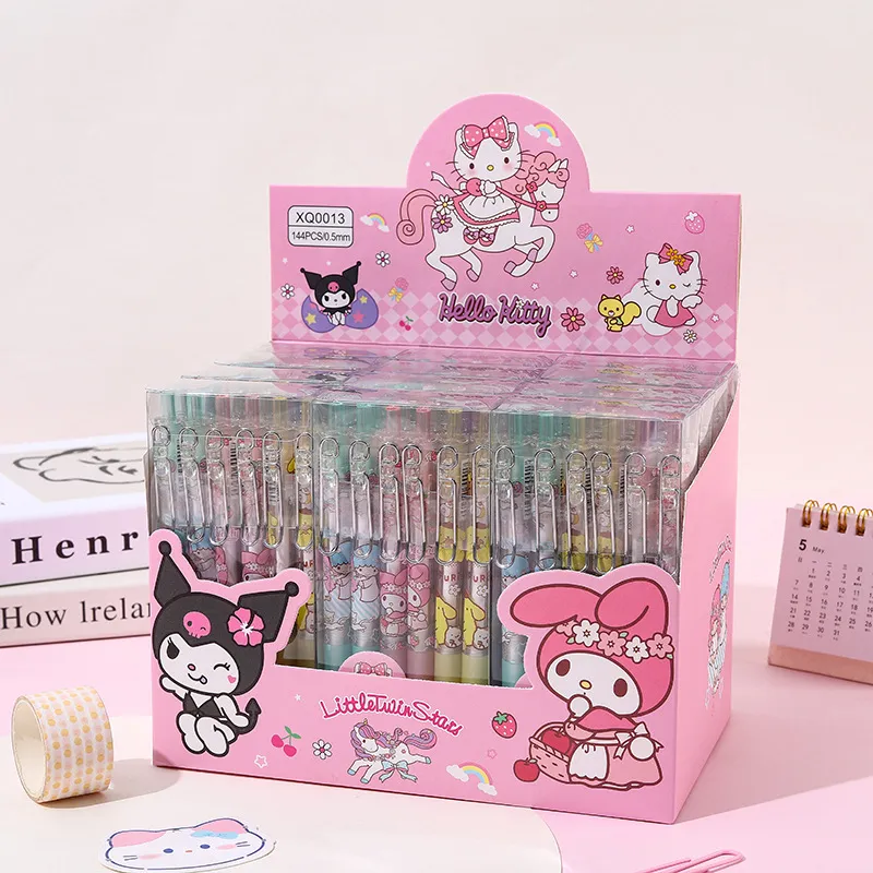 Sanrio 12pcs Cartoon Gel Pen Kawaii Hello Kitty Kuromi Cinnamoroll Stationery 0.5 Black With Metal Hook Office Write Cute Pens Sanrio 12pcs Cartoon Gel Pen Kawaii Hello Kitty Kuromi Cinnamoroll Stationery 0.5 Black With Metal Hook Office Write Cute Pens
