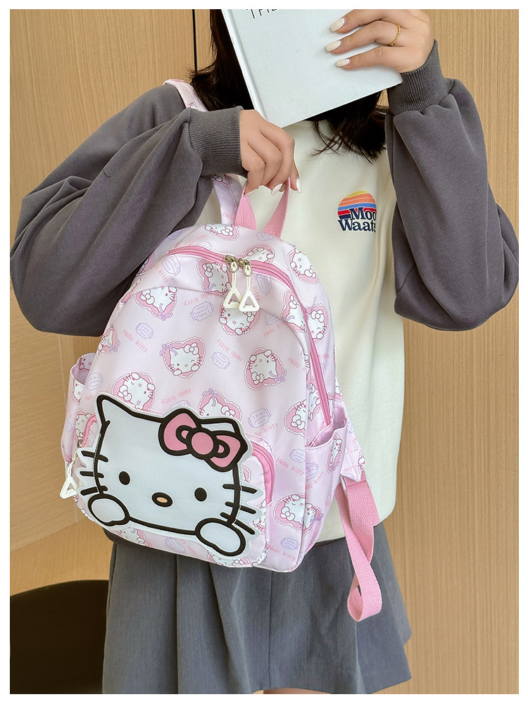 Sanrio Kids Schoolbag Backpack Hello Kitty Kuromi Cinnamoroll Printed Oxford Cloth Kindergarten Girl Backpack School Supplies