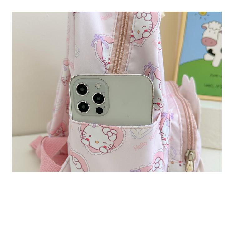 Sanrio Kids Schoolbag Backpack Hello Kitty Kuromi Cinnamoroll Printed Oxford Cloth Kindergarten Girl Backpack School Supplies