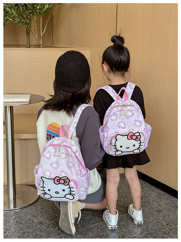 Sanrio Kids Schoolbag Backpack Hello Kitty Kuromi Cinnamoroll Printed Oxford Cloth Kindergarten Girl Backpack School Supplies