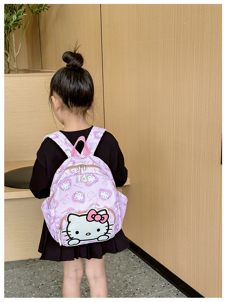 Sanrio Kids Schoolbag Backpack Hello Kitty Kuromi Cinnamoroll Printed Oxford Cloth Kindergarten Girl Backpack School Supplies