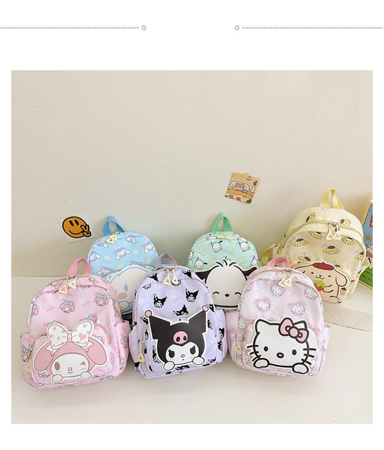 Sanrio Kids Schoolbag Backpack Hello Kitty Kuromi Cinnamoroll Printed Oxford Cloth Kindergarten Girl Backpack School Supplies