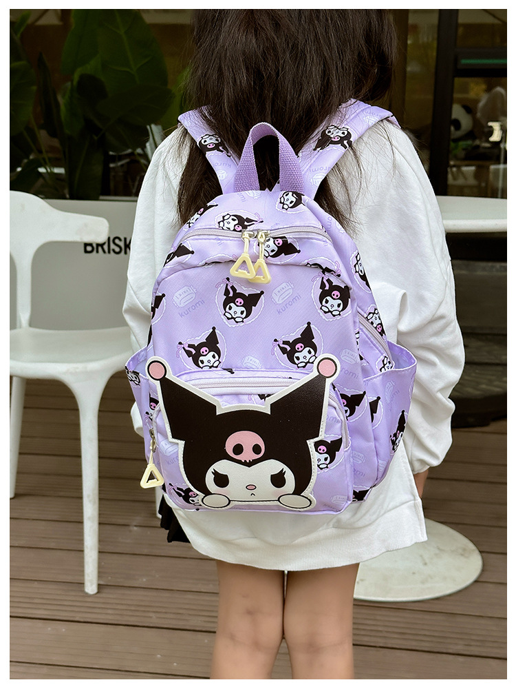 Sanrio Kids Schoolbag Backpack Hello Kitty Kuromi Cinnamoroll Printed Oxford Cloth Kindergarten Girl Backpack School Supplies