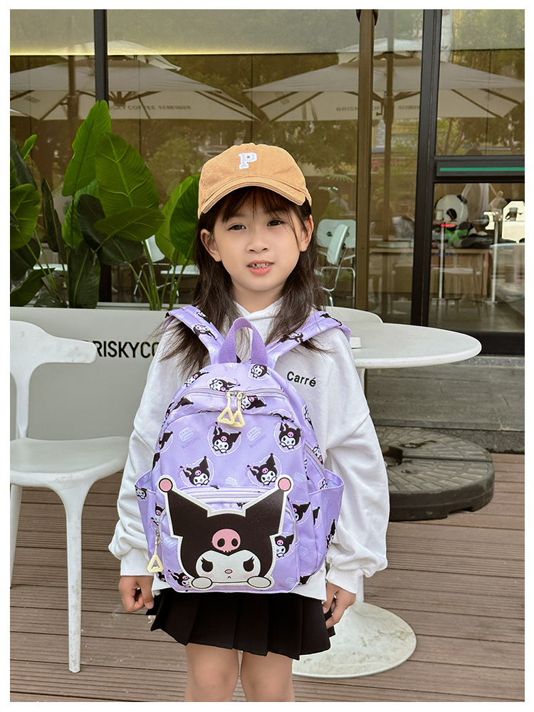 Sanrio Kids Schoolbag Backpack Hello Kitty Kuromi Cinnamoroll Printed Oxford Cloth Kindergarten Girl Backpack School Supplies