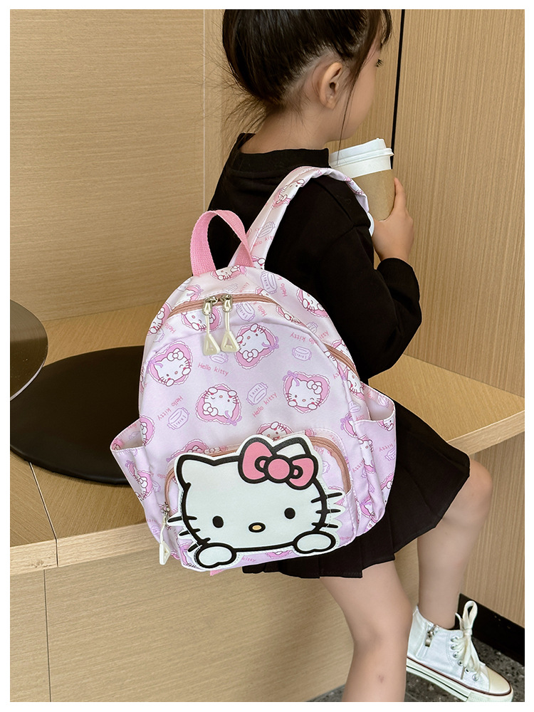 Sanrio Kids Schoolbag Backpack Hello Kitty Kuromi Cinnamoroll Printed Oxford Cloth Kindergarten Girl Backpack School Supplies