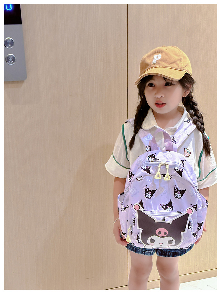 Sanrio Kids Schoolbag Backpack Hello Kitty Kuromi Cinnamoroll Printed Oxford Cloth Kindergarten Girl Backpack School Supplies