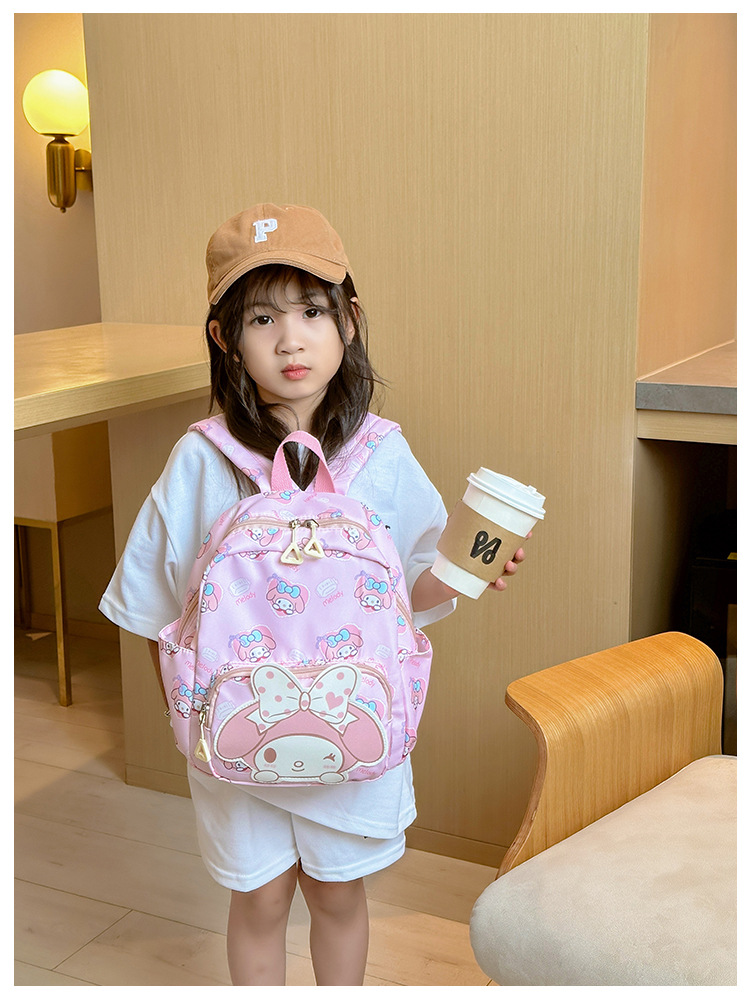 Sanrio Kids Schoolbag Backpack Hello Kitty Kuromi Cinnamoroll Printed Oxford Cloth Kindergarten Girl Backpack School Supplies
